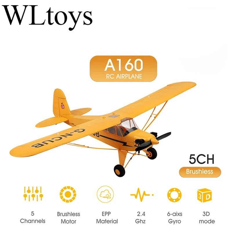 Hot Sale RC Plane RTF 2.4G Brushless Motor Remote Control Airplane Wltoys A160 Upgraded J3-CUB Ready To Fly