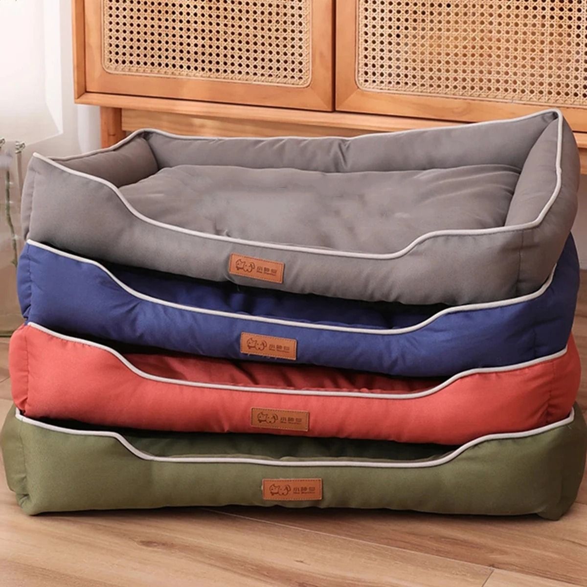 Four Season Waterproof Square Dog Bed for Large Dogs and Cats with Thickened Cushion and Bite-Resistant Design