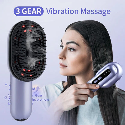 Hair Care Spray Massage Comb with Scalp Vibration and Atomizing Oil Applicator