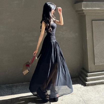 WhereMery Elegant Ruched Slip Maxi Dress For Women 3