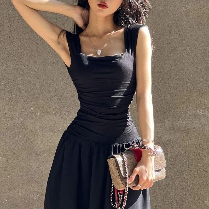 WhereMery Elegant Ruched Slip Maxi Dress For Women 6