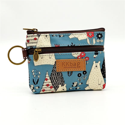 Cartoon Small Coin Purse Cute Animals Wallet Zipper Pouch, Lightweight Terylene Key Card Money Holder for Students Women