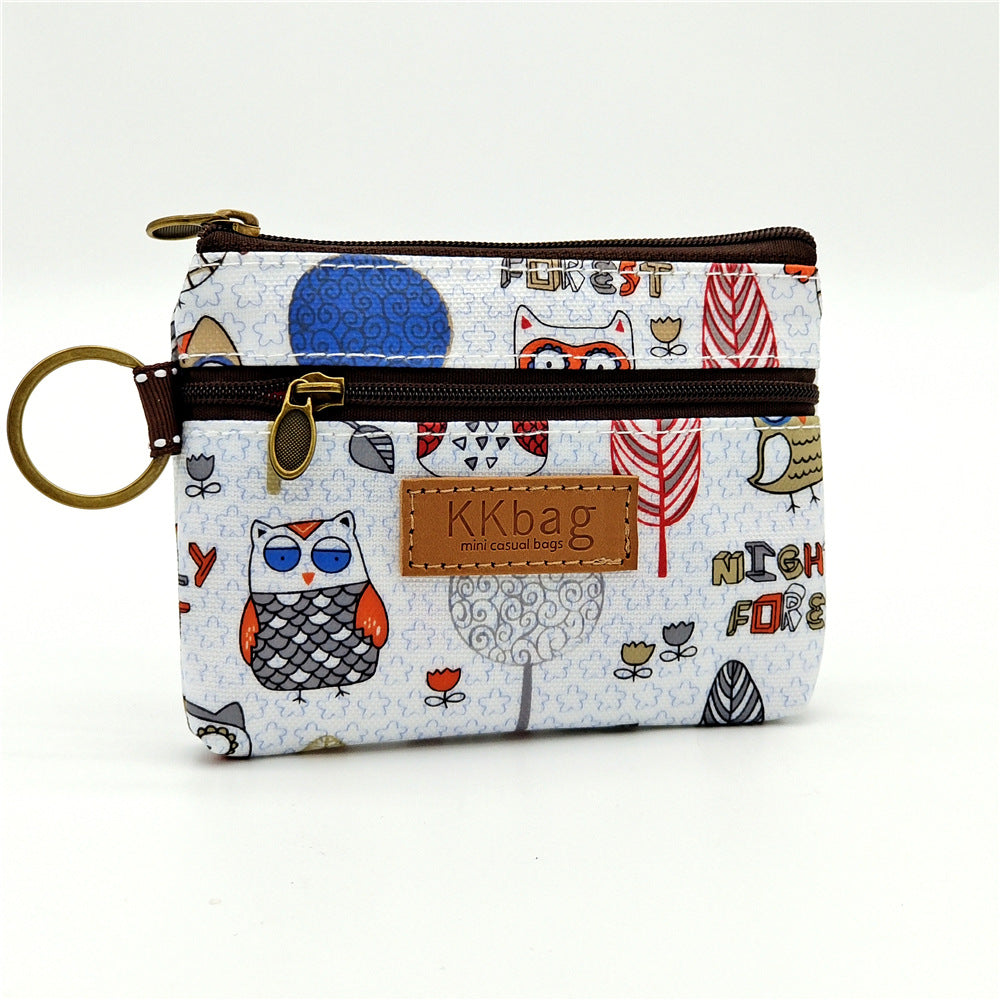 Cartoon Small Coin Purse Cute Animals Wallet Zipper Pouch, Lightweight Terylene Key Card Money Holder for Students Women