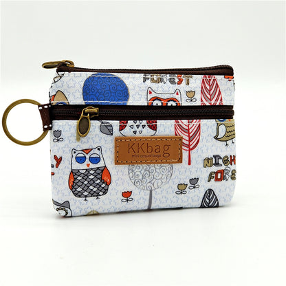 Cartoon Small Coin Purse Cute Animals Wallet Zipper Pouch, Lightweight Terylene Key Card Money Holder for Students Women