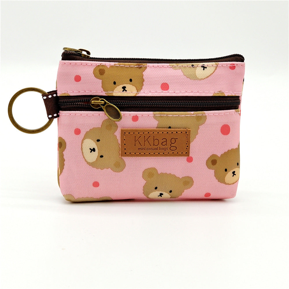 Cartoon Small Coin Purse Cute Animals Wallet Zipper Pouch, Lightweight Terylene Key Card Money Holder for Students Women