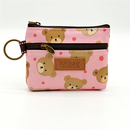 Cartoon Small Coin Purse Cute Animals Wallet Zipper Pouch, Lightweight Terylene Key Card Money Holder for Students Women