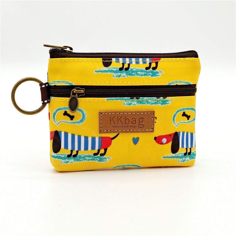 Cartoon Small Coin Purse Cute Animals Wallet Zipper Pouch, Lightweight Terylene Key Card Money Holder for Students Women