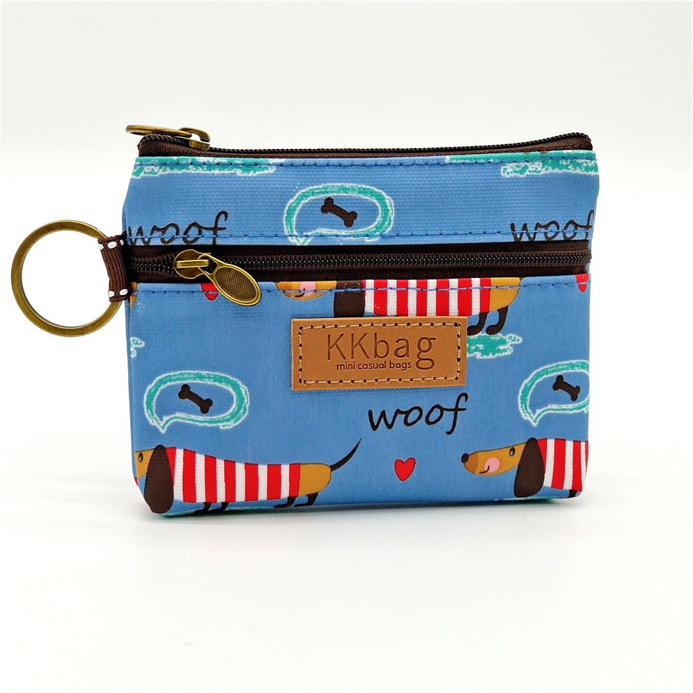 Cartoon Small Coin Purse Cute Animals Wallet Zipper Pouch, Lightweight Terylene Key Card Money Holder for Students Women