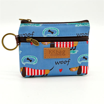 Cartoon Small Coin Purse Cute Animals Wallet Zipper Pouch, Lightweight Terylene Key Card Money Holder for Students Women