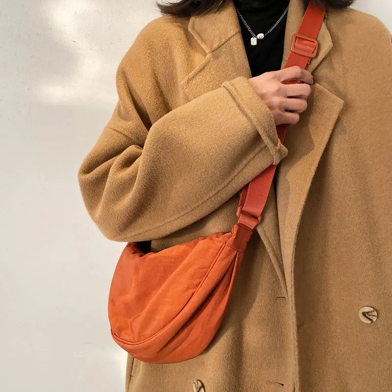 Vintage Simple Design Ladies Nylon Messenger Bag, Small Shoulder Hobo Purse for Women & Girls