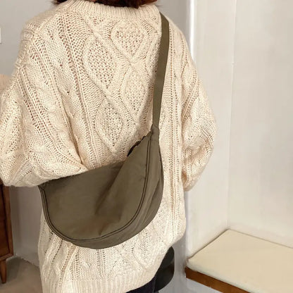 Vintage Simple Design Ladies Nylon Messenger Bag Small Shoulder Hobo Purse For Women  Girls 2