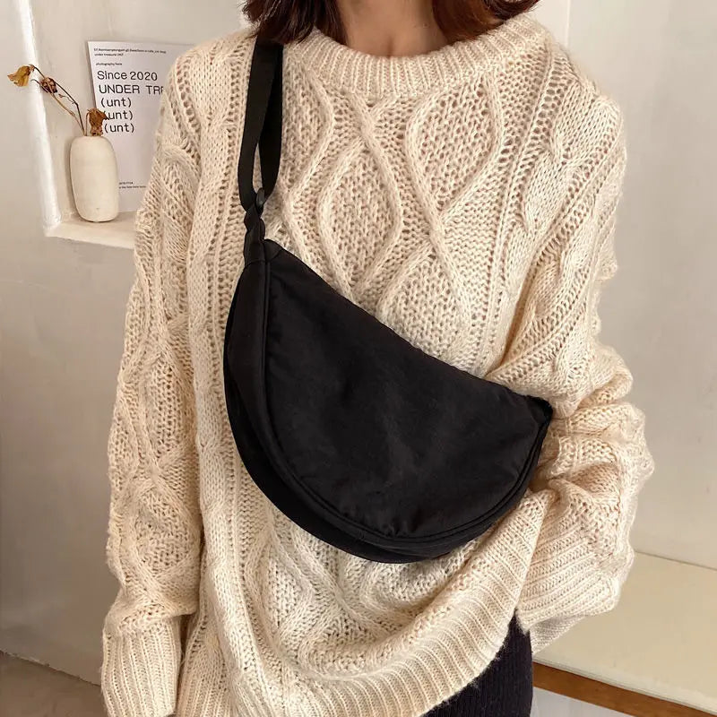 Vintage Simple Design Ladies Nylon Messenger Bag Small Shoulder Hobo Purse For Women  Girls 3