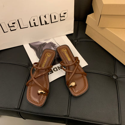 Stylish Womens Cross Strap Slide Sandals Comfortable Lightweight Toe Loop Beach Shoes Casual Summer
