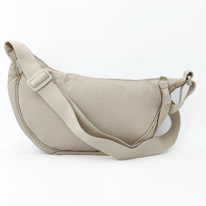 Nylon Crossbody Shoulder Bag for Women, Casual Half Moon Hobos Purse, Tote Chest Bag, Lightweight Travel Shopper Handba