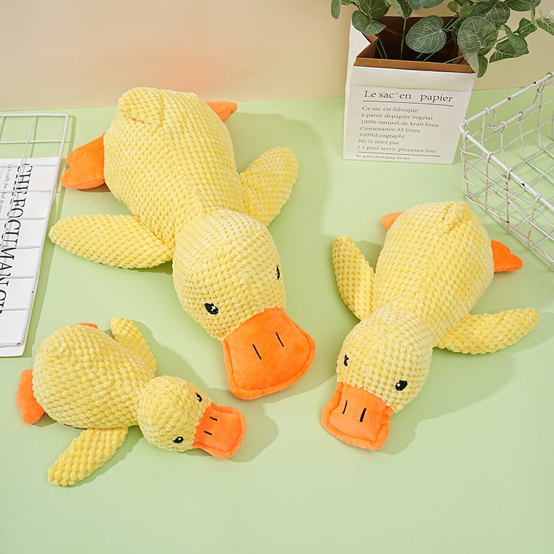 Adorable Dog Toy Plush Toy Sleeping Duck Bite Resistant Chew Companion with Sound Relief for Teeth Grinding & Anxiety