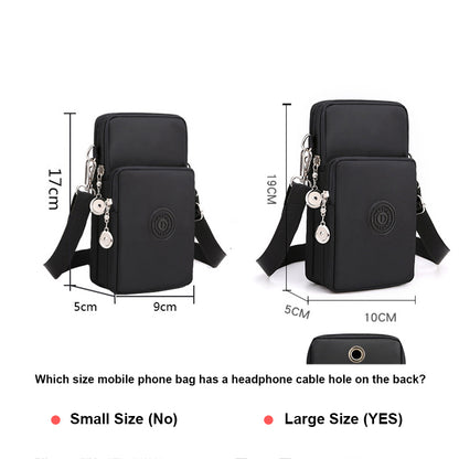 Nylon Cell Phone Bag for Women Small Crossbody Travel Purse, Coin Wallet Shoulder Strap Bag, Lightweight Mobile Phone