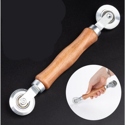 Durable Steel Wheels Rolling Tool for Double Window & Screen Door Installation – Wooden Handle Spline Roller