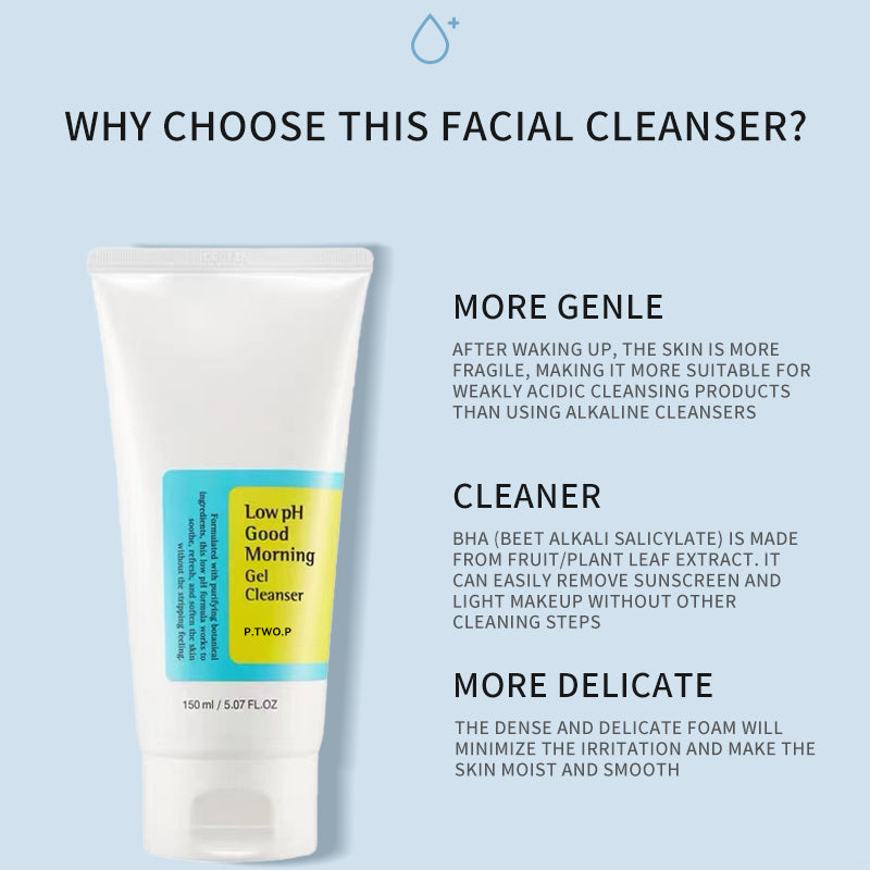 PTWOP Low pH 150ml Facial Cleanser – Gentle Oil Control, Moisturizing Face Wash for Whitening & Exfoliating, Deep Remove