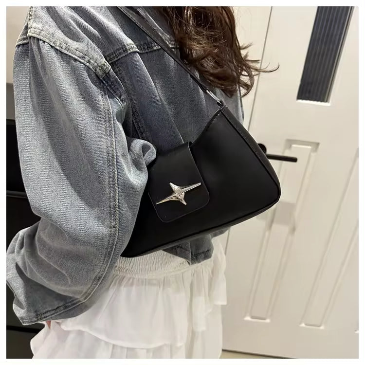 Luxury Y2K Small Purse for Women, Classic PU Leather Shoulder Bag, Vintage Underarm Handbag for Daily Use & Styling