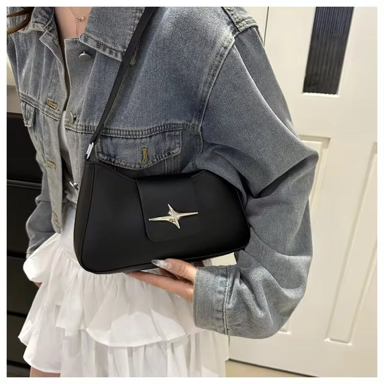 Luxury Y2K Small Purse for Women, Classic PU Leather Shoulder Bag, Vintage Underarm Handbag for Daily Use & Styling