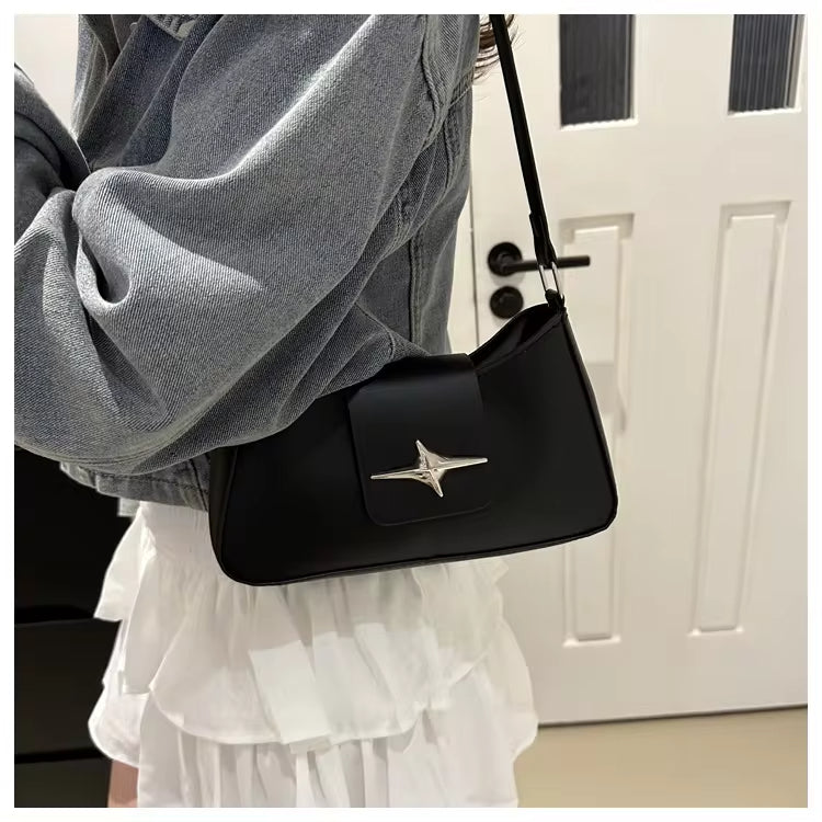 Luxury Y2K Small Purse for Women, Classic PU Leather Shoulder Bag, Vintage Underarm Handbag for Daily Use & Styling
