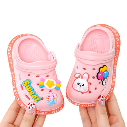 Kids Lightweight Beach Sandals, Breathable Summer Garden Clogs for Boys & Girls, Cute Cartoon Slip-On Baby Slippers