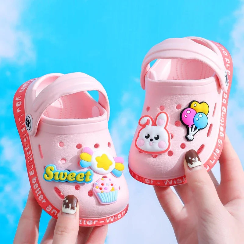 Kids Lightweight Beach Sandals, Breathable Summer Garden Clogs for Boys & Girls, Cute Cartoon Slip-On Baby Slippers