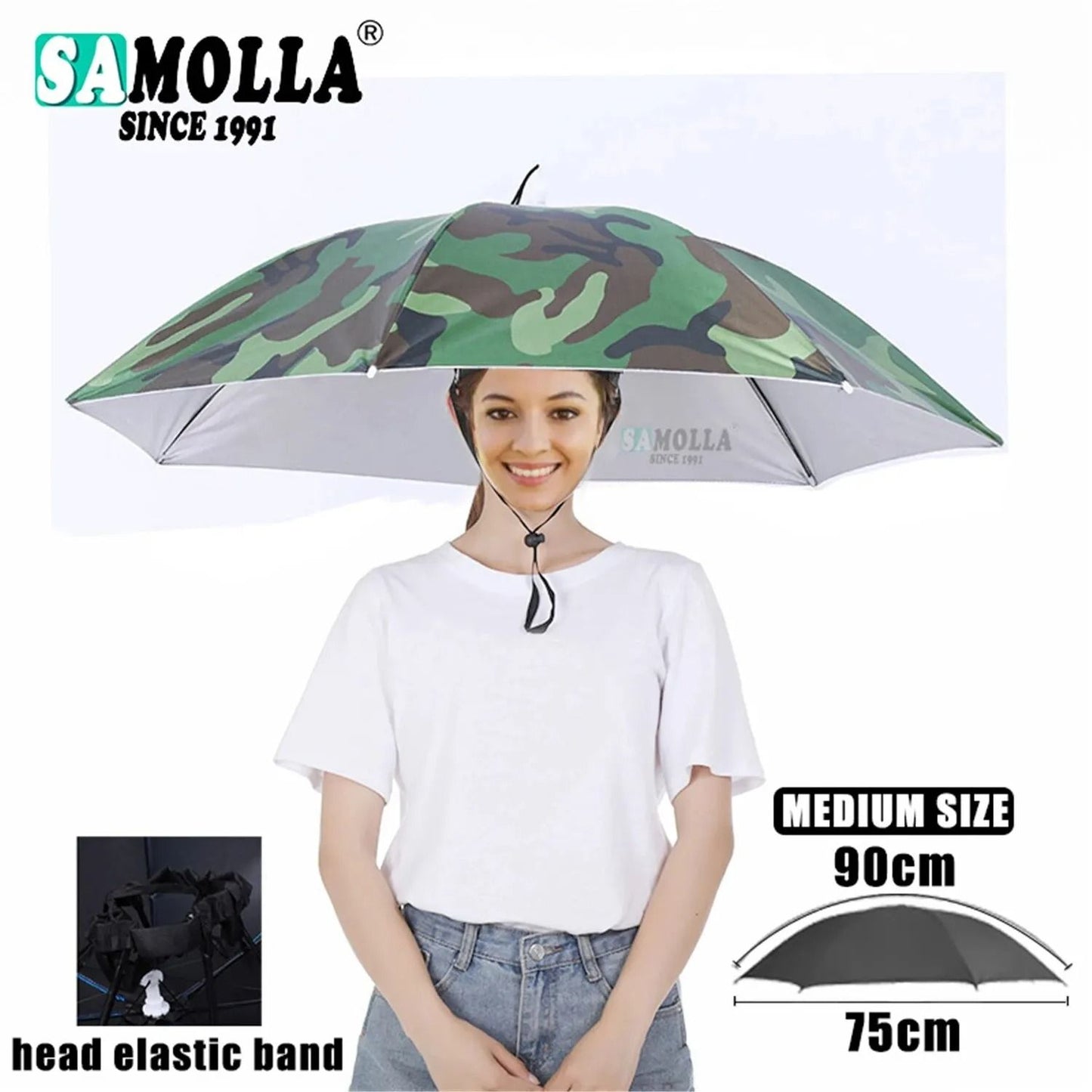 Rain Umbrella Hat Foldable UV Protection Cap 11