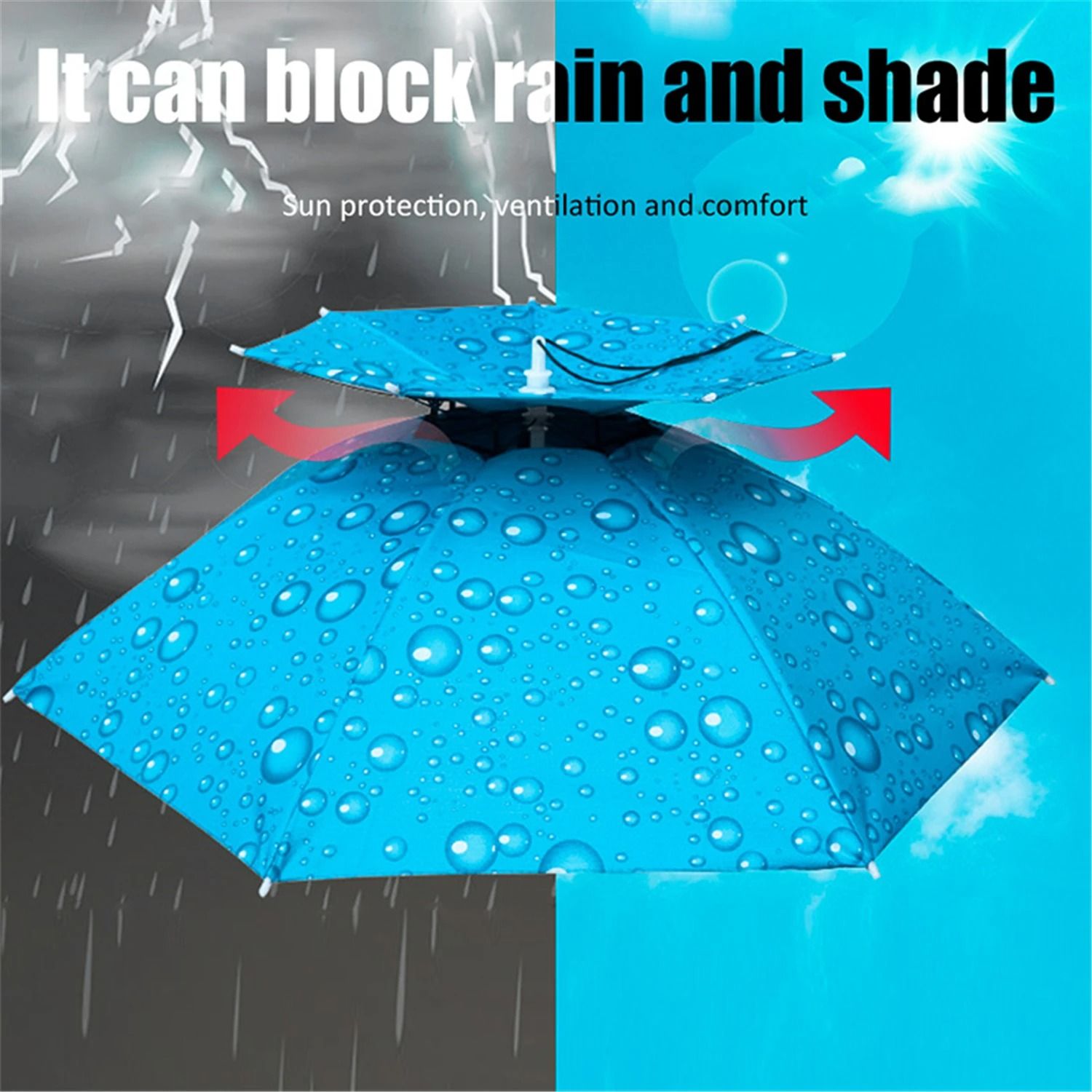 Rain Umbrella Hat Foldable UV Protection Cap 1