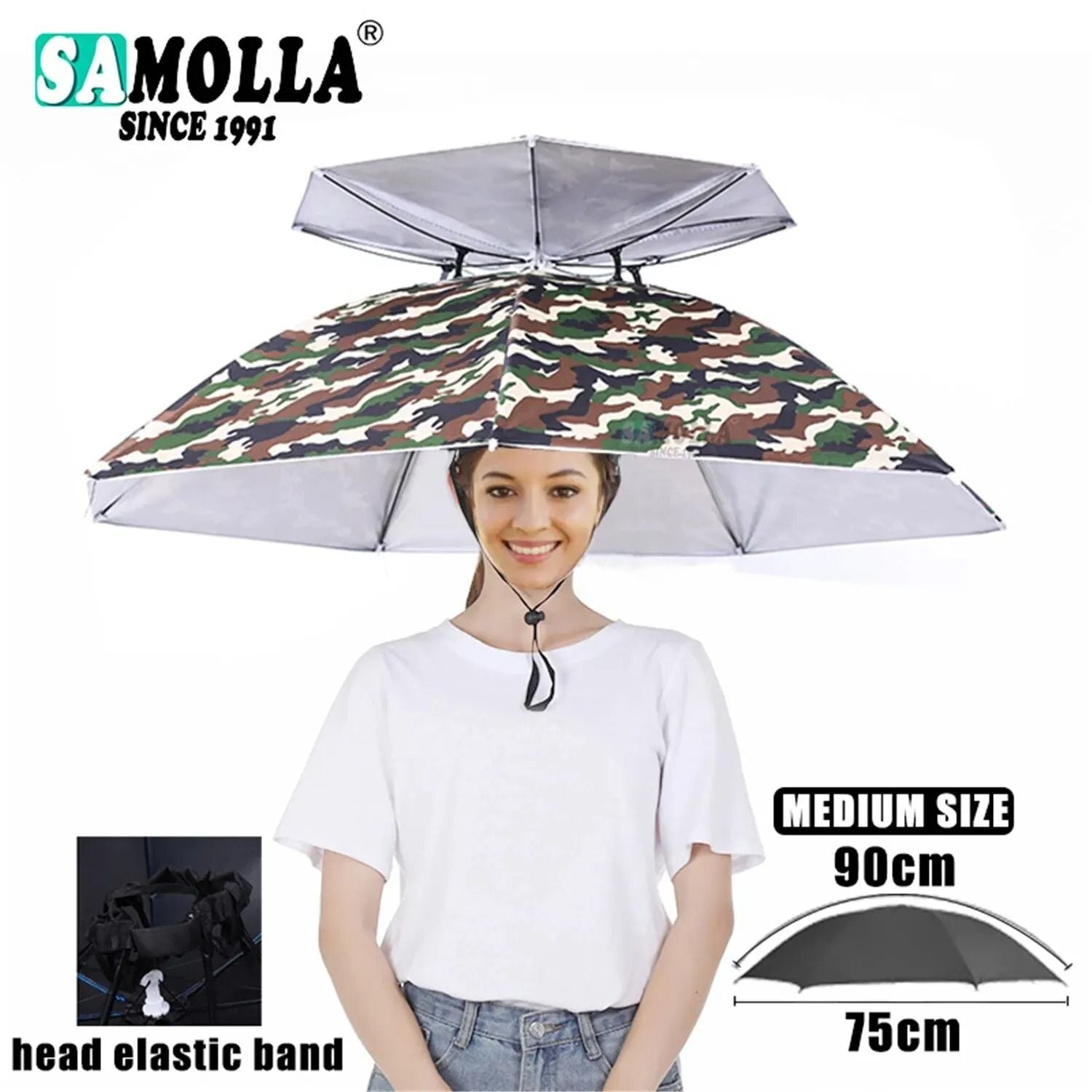 Rain Umbrella Hat Foldable UV Protection Cap 5
