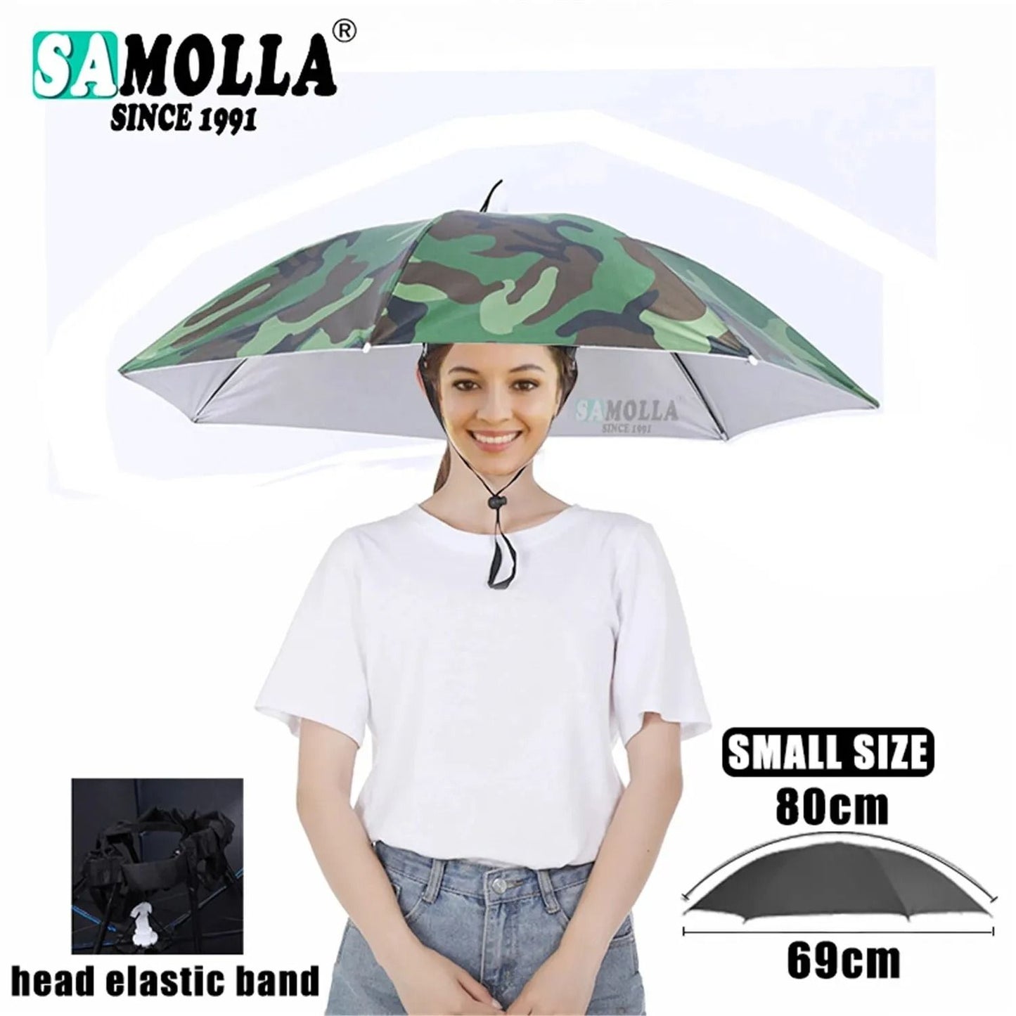 Rain Umbrella Hat Foldable UV Protection Cap 8