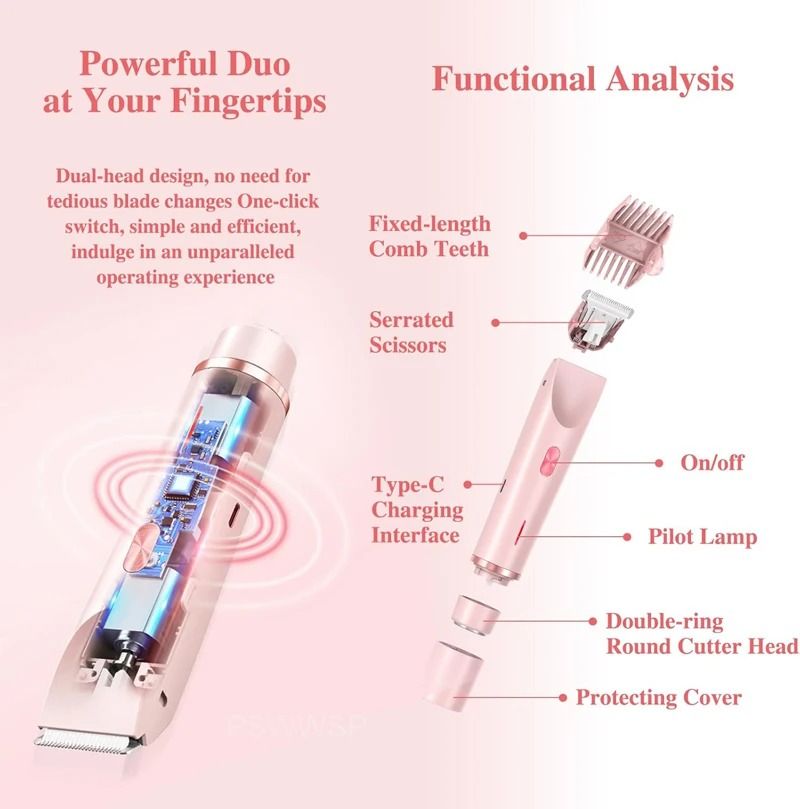 Electric Razor Women Shaver Painless Epilator For Facial And Body Hair 4