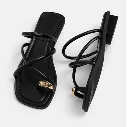 Stylish Women's Cross Strap Slide Sandals, Comfortable Lightweight Toe Loop Beach Shoes, Casual Summer Design