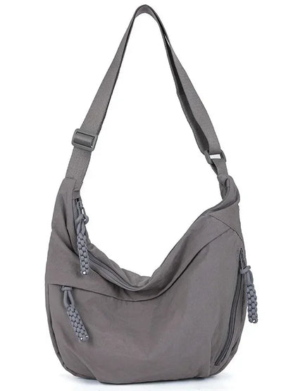 Trendy Soft Cloth Crossbody Bag for Women, Big Solid Color Student Casual Shoulder Hobo Handbag