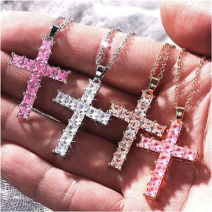 Fashion Necklaces For Women  Elegant Gold Jesus Cross Pendant With MultiColor Crystals Perfect For  1