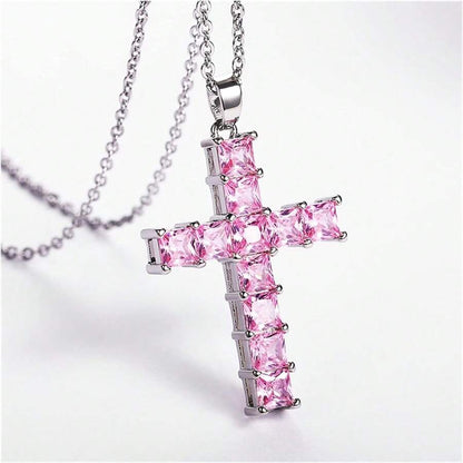 Fashion Necklaces For Women  Elegant Gold Jesus Cross Pendant With MultiColor Crystals Perfect For  4