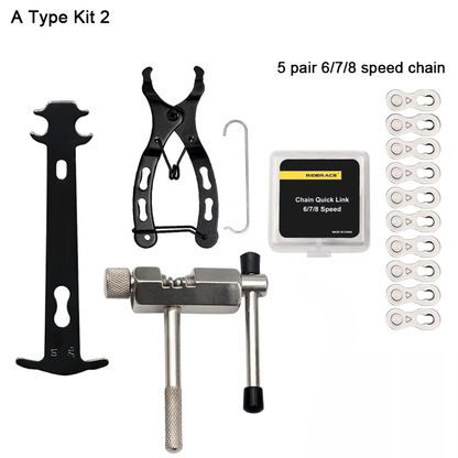 Bike Chain Wear Checker Tool Kit, Speed Repair Set with Chain Link Plier & Magic Buckle Breaker