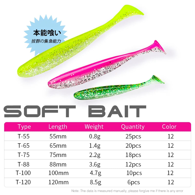 T Tail Worm Baits Easy Shiner Artificial Fishing Lures OdorEnhanced Bass Wobblers Swimbaits For Fre 1