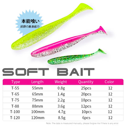 T Tail Worm Baits Easy Shiner Artificial Fishing Lures OdorEnhanced Bass Wobblers Swimbaits For Fre 1