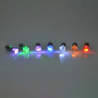 1 Pc Fashion Led Earring Glowing Crystal Stainless Ear Drop Light Up Ear Stud Party Luminous Neon M 1