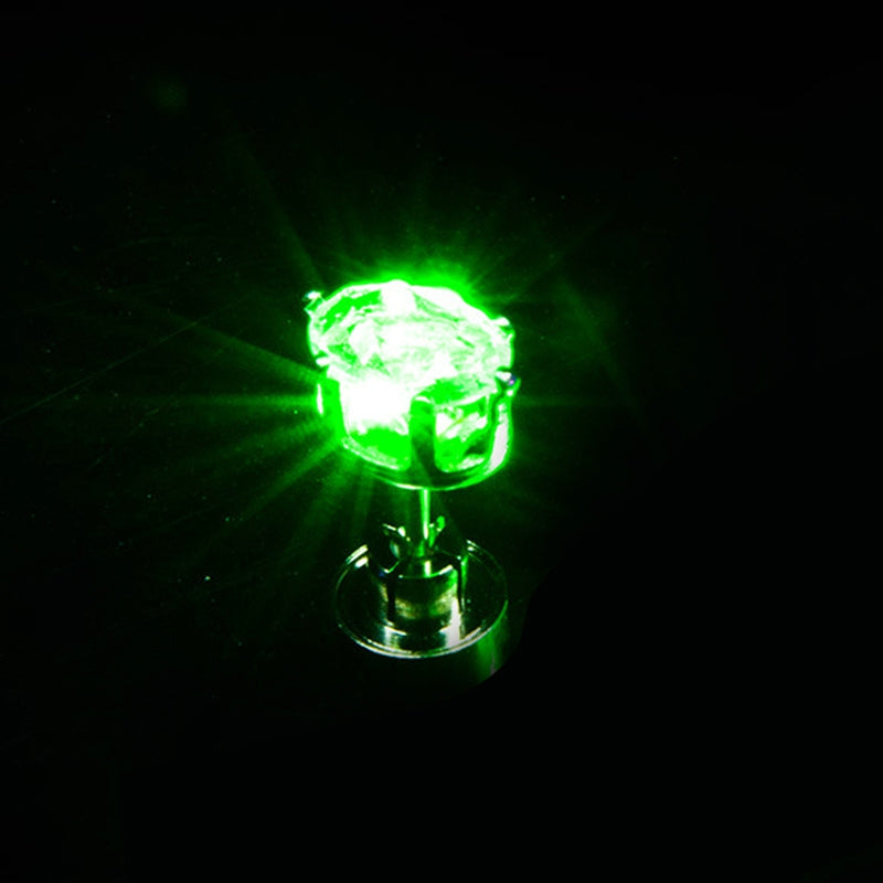 1 Pc Fashion Led Earring Glowing Crystal Stainless Ear Drop Light Up Ear Stud Party Luminous Neon M 4