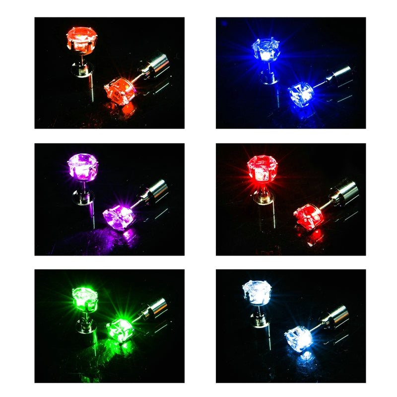 1 Pc Fashion Led Earring Glowing Crystal Stainless Ear Drop Light Up Ear Stud Party Luminous Neon M 3
