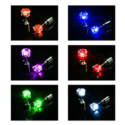 1 Pc Fashion Led Earring Glowing Crystal Stainless Ear Drop Light Up Ear Stud Party Luminous Neon M 3
