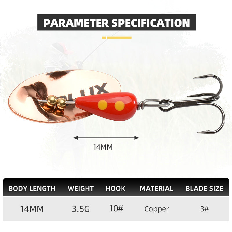 Metal Rotating Blade Spinner, Copper Brass Hard Spoon Lure for Trout & Freshwater Creek Fishing