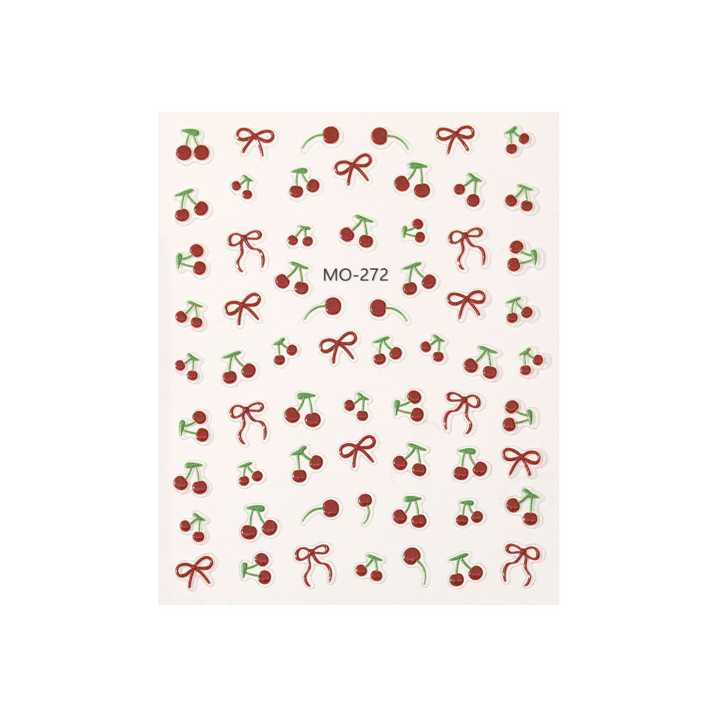 1 Piece Kawaii Red Cherry Bow Nail Stickers 5D Cute Fruit Design Adhesive Decorative Stickers for High-Quality Nail Art