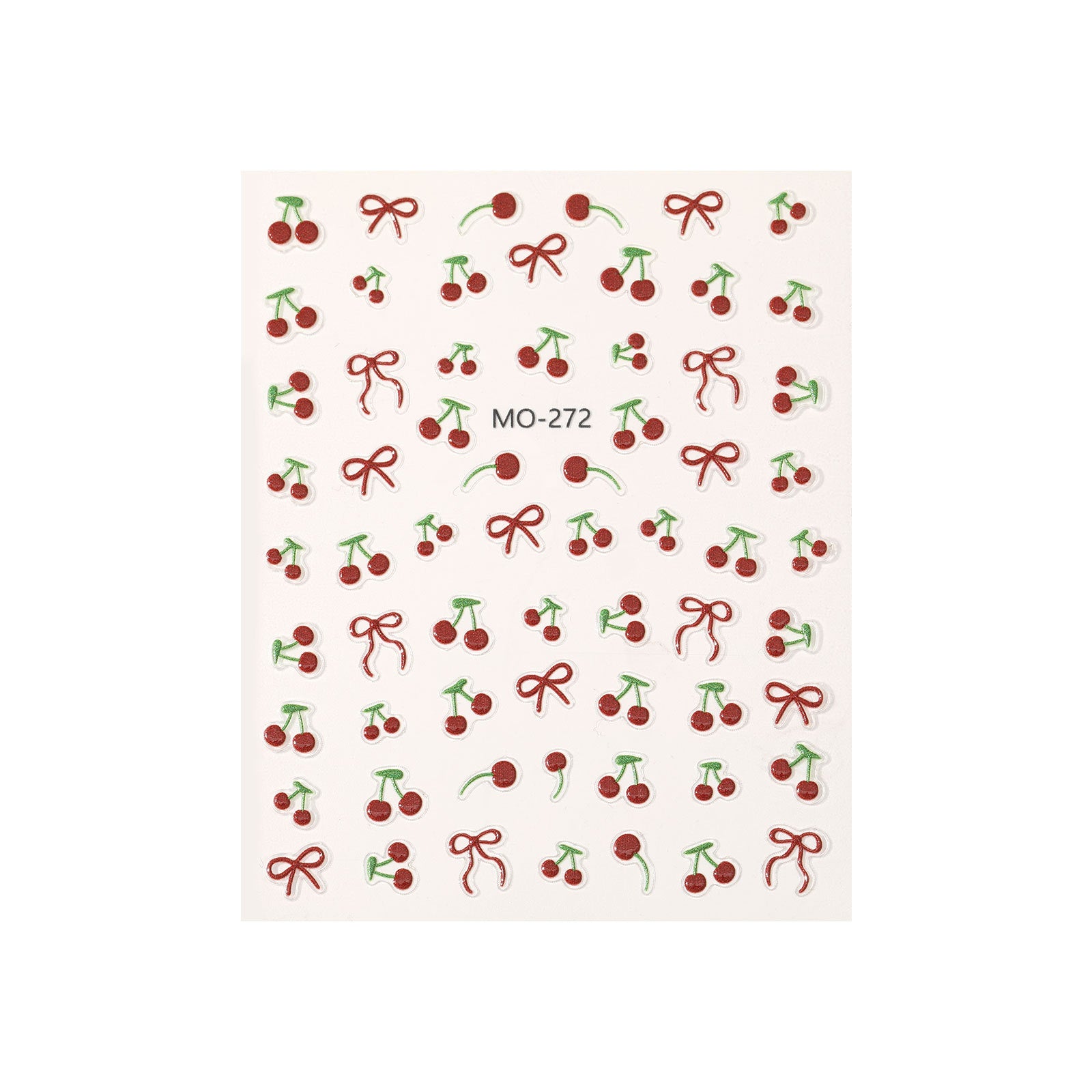 1 Piece Kawaii Red Cherry Bow Nail Stickers 5D Cute Fruit Design Adhesive Decorative Stickers for High-Quality Nail Art