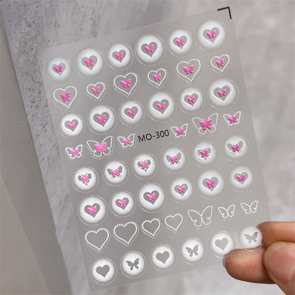 1 Piece Kawaii Red Cherry Bow Nail Stickers 5D Cute Fruit Design Adhesive Decorative Stickers for High-Quality Nail Art