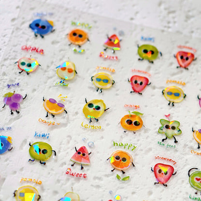 1 Piece Kawaii Red Cherry Bow Nail Stickers 5D Cute Fruit Design Adhesive Decorative Stickers for High-Quality Nail Art