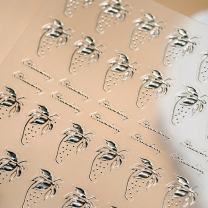1 Piece Kawaii Red Cherry Bow Nail Stickers 5D Cute Fruit Design Adhesive Decorative Stickers for High-Quality Nail Art