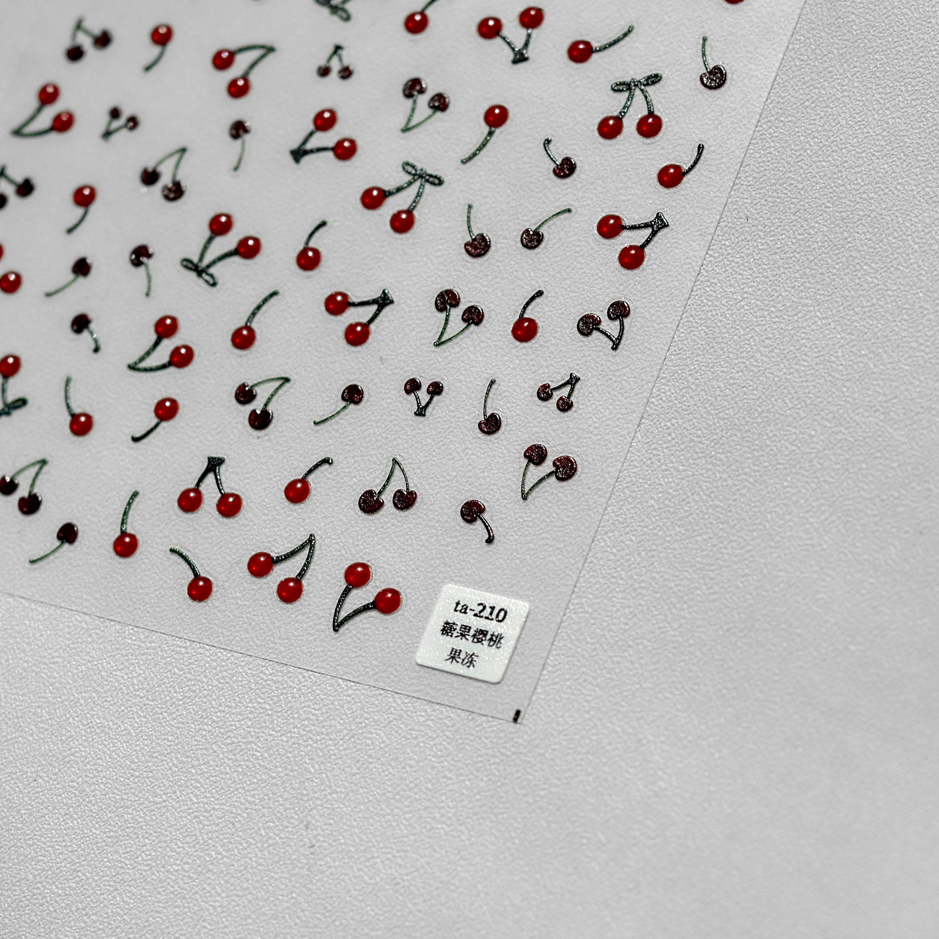 1 Piece Kawaii Red Cherry Bow Nail Stickers 5D Cute Fruit Design Adhesive Decorative Stickers for High-Quality Nail Art